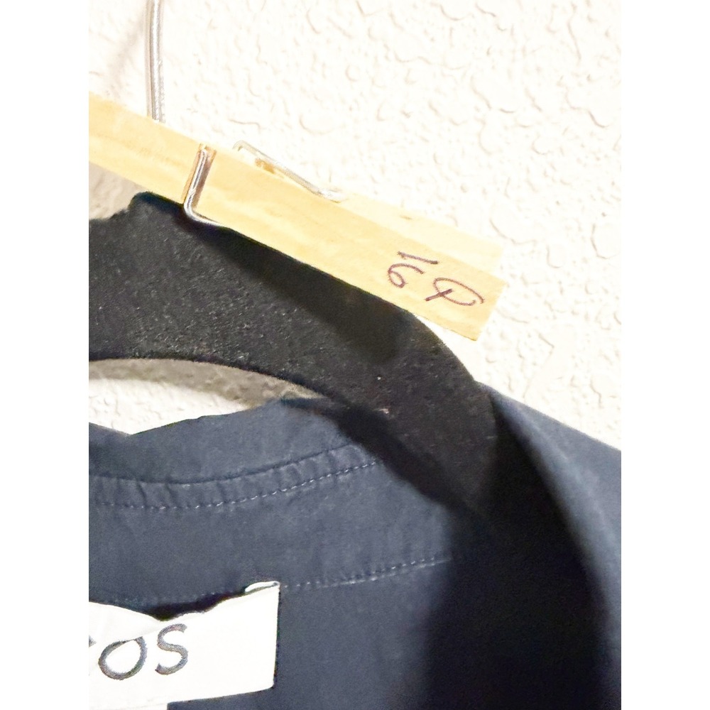 COS Relaxed Fit Midi Shirt Dress Button Up Long Sleeve Oversized Navy Size 4 - Picture 4 of 5